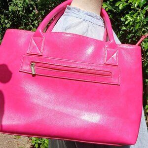 Large Pink Vegan Shoulder Tote Bag